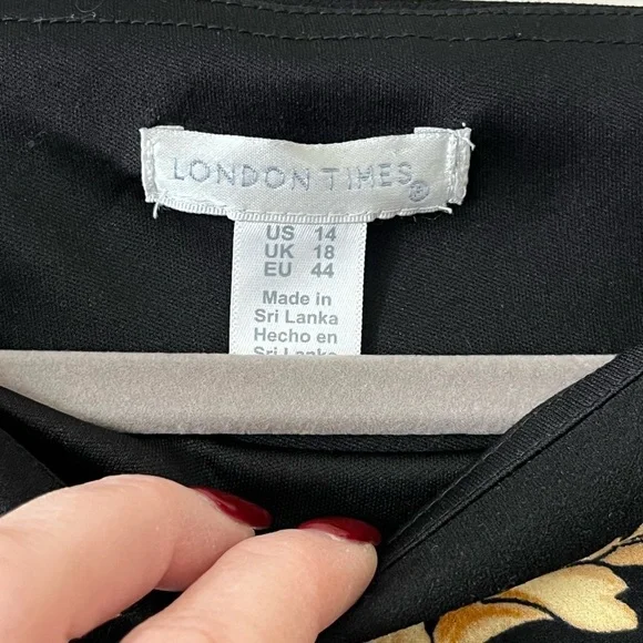 London Times Black & Gold Polyester Dress Women’s Size 14 - Picture 3 of 15